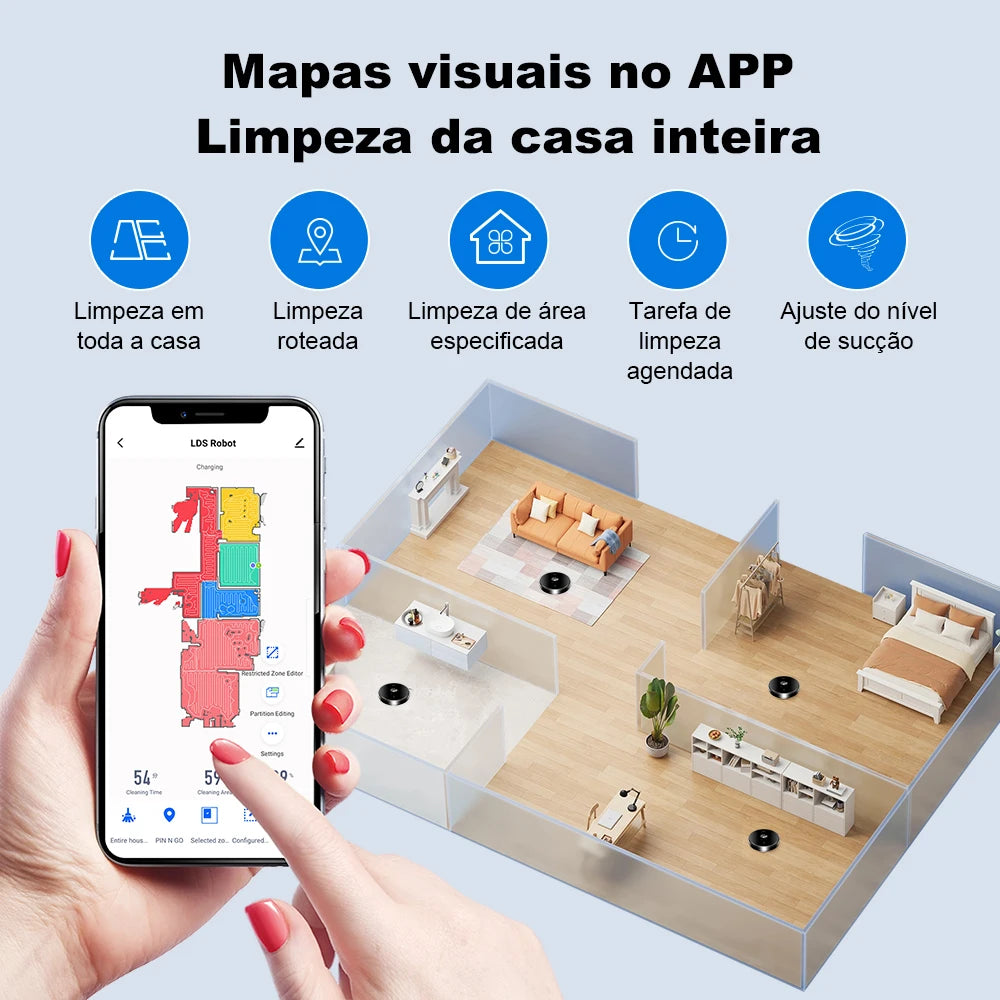 Robot Vacuum Cleaner Liectroux/Lilin X6, LDS Lidar Laser System,6500Pa,Multi-Floor Maps,Y Shape Wet Mop,Multilingual Voice