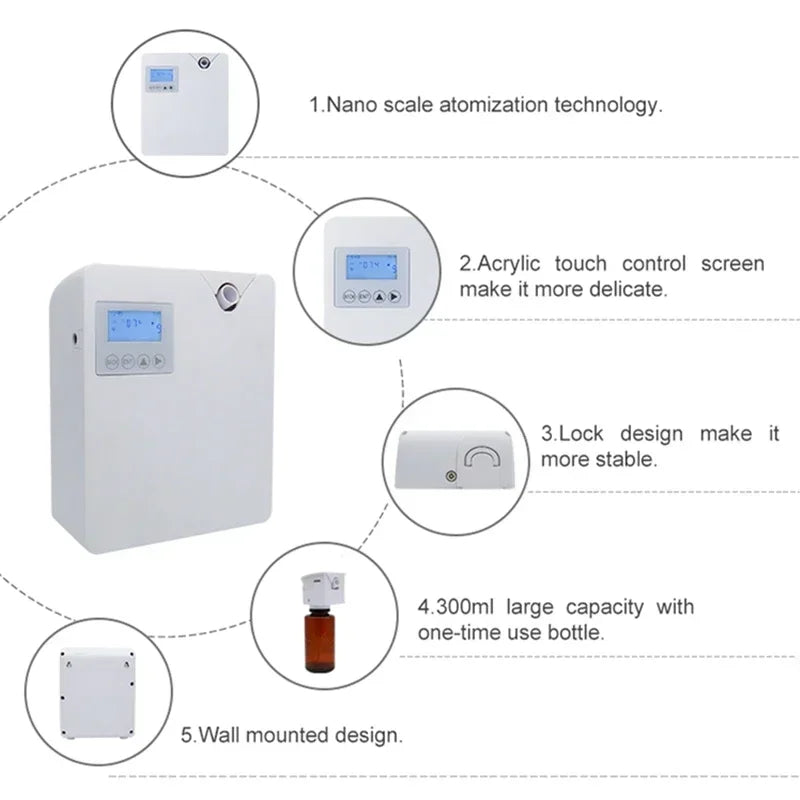 Fragrance Device for Home Hotel Waterless Aroma Diffuser 300ml WIFI Control Essential Oil Diffuser Timer Function Aromatic