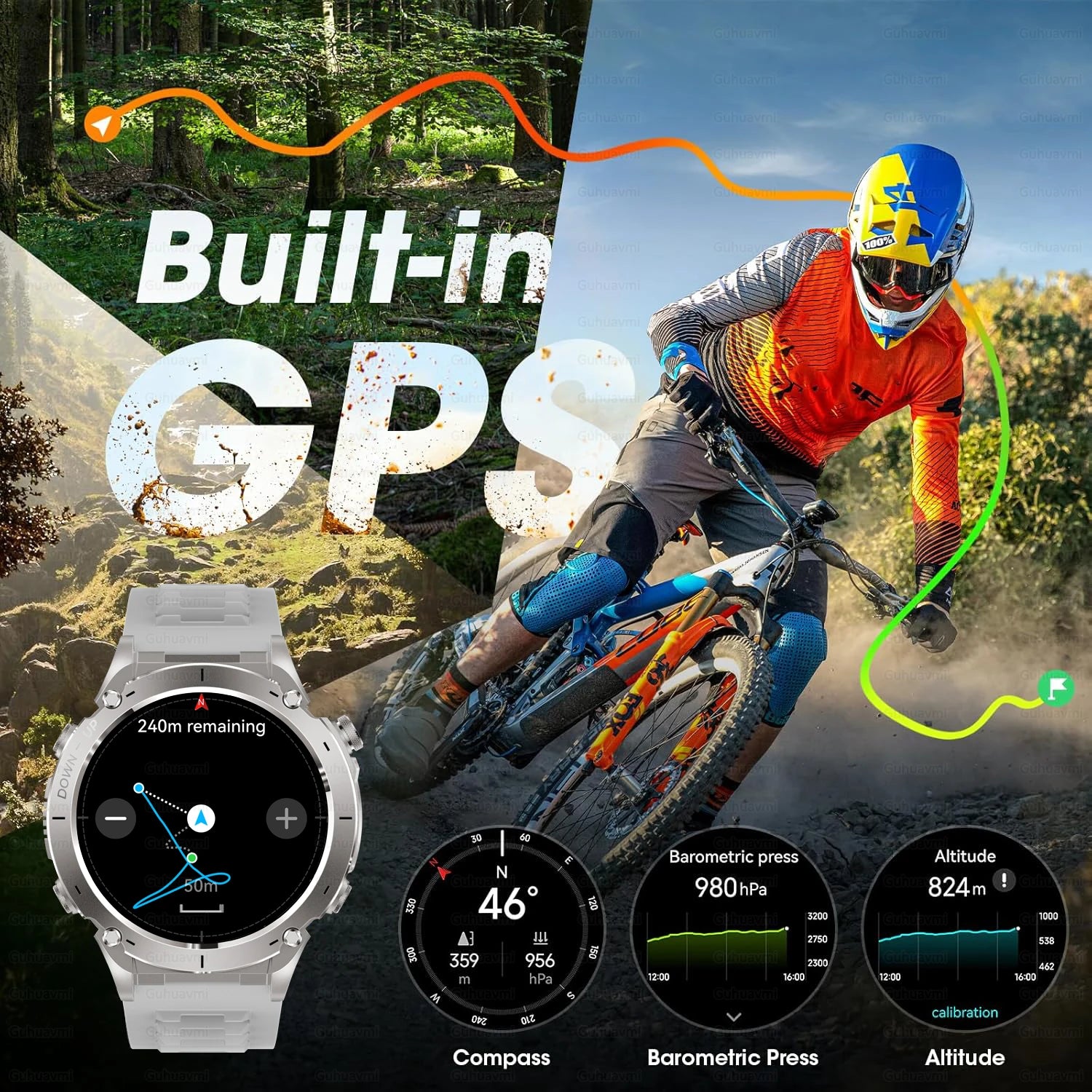 2025 GUHUAVMI Y-101 GPS Sports Smart Watch 10ATM Waterproof Built-in Dual-Band GNSS Compass Altimeter Military Grade Smartwatchs