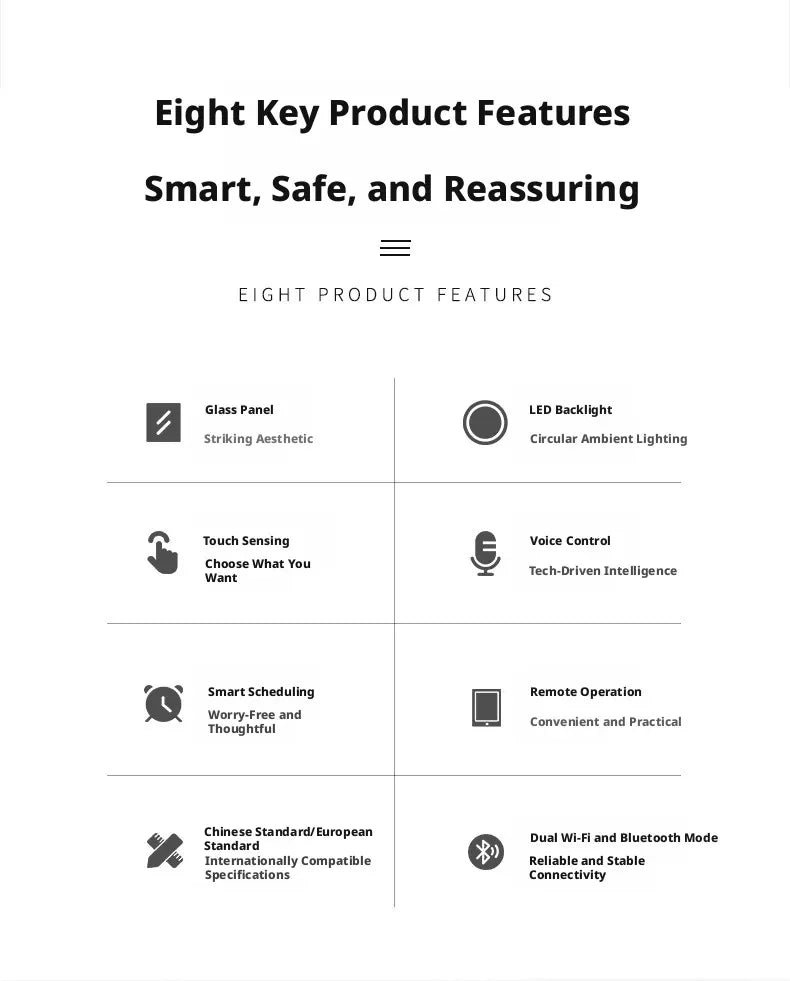 Tuya Smart Life WiFi Smart Touch Switch Tempered Glass Panel WiFi Bluetooth Dual Mode+RF433 Alexa/Google Home Voice Control
