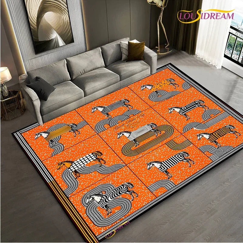Fashion Ethnic Frame Horse Carpet Living Room bedroom yoga rugs kitchen Door Kids Un-Slip Mats Alfombra birthday gift Poster Mat