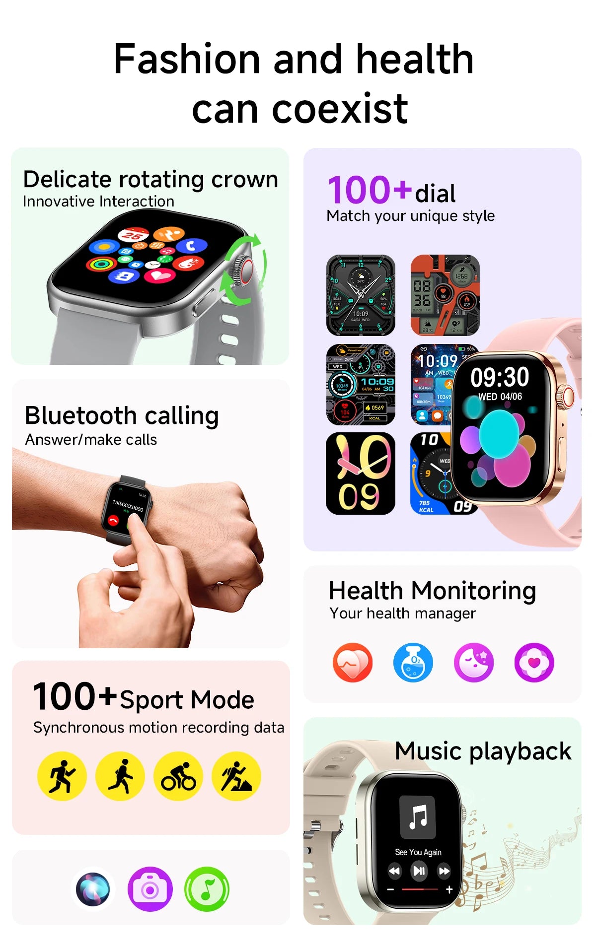 NEW Electronics Smartwatch 2.01"HD Screen Heart Rate Monitoring Bluetooth Call Multi-Sport Modes Watch for Women Men Gift Choice