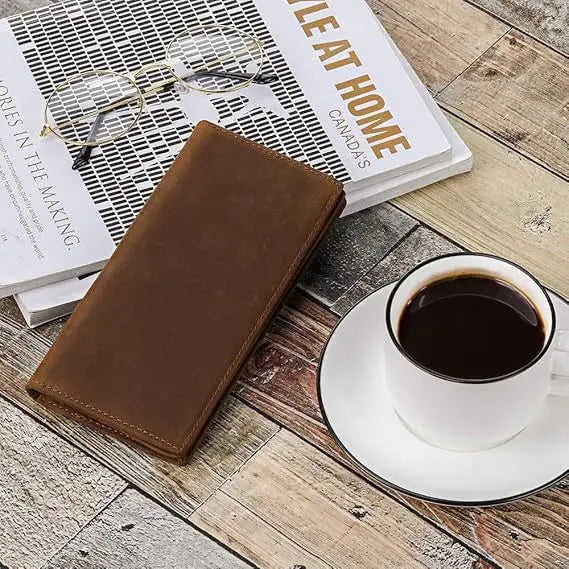 Crazy Horse Leather Men's Long Wallets Bifold Genuine Leather Pure First Layer Cowhide Retro Wallet