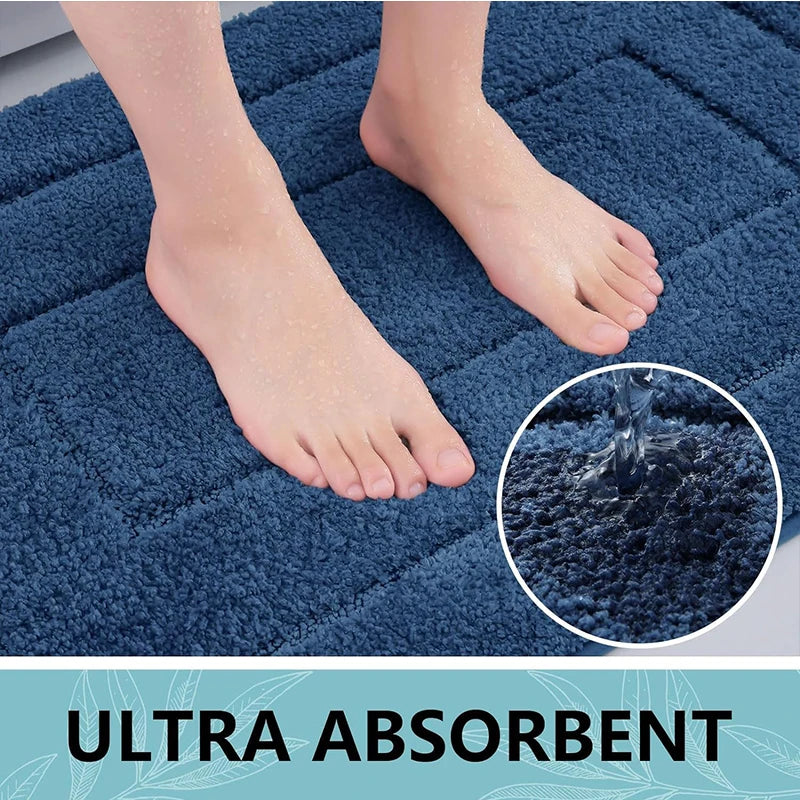 Homaxy Double Frame Velveteen Bathroom Mat Floor Mat Indoor Non Slip Door Mat Dirt Trap Absorbs Water Comfortable Bathroom Mat