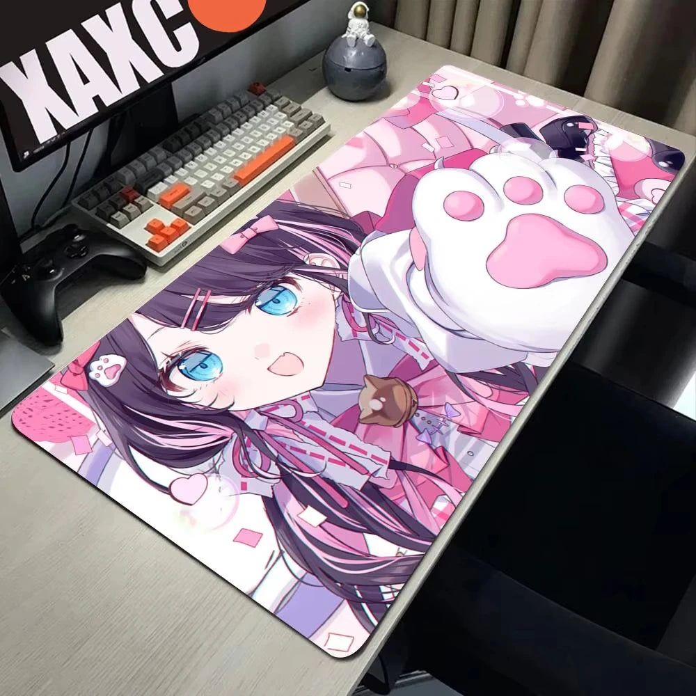 Anime Girl VTuber VSPO Mousepad Large XL XXL Keyboard Desk Mat PC Gaming Accessories Mouse Pad HYBXAXC LockEdge Non-slip Mat