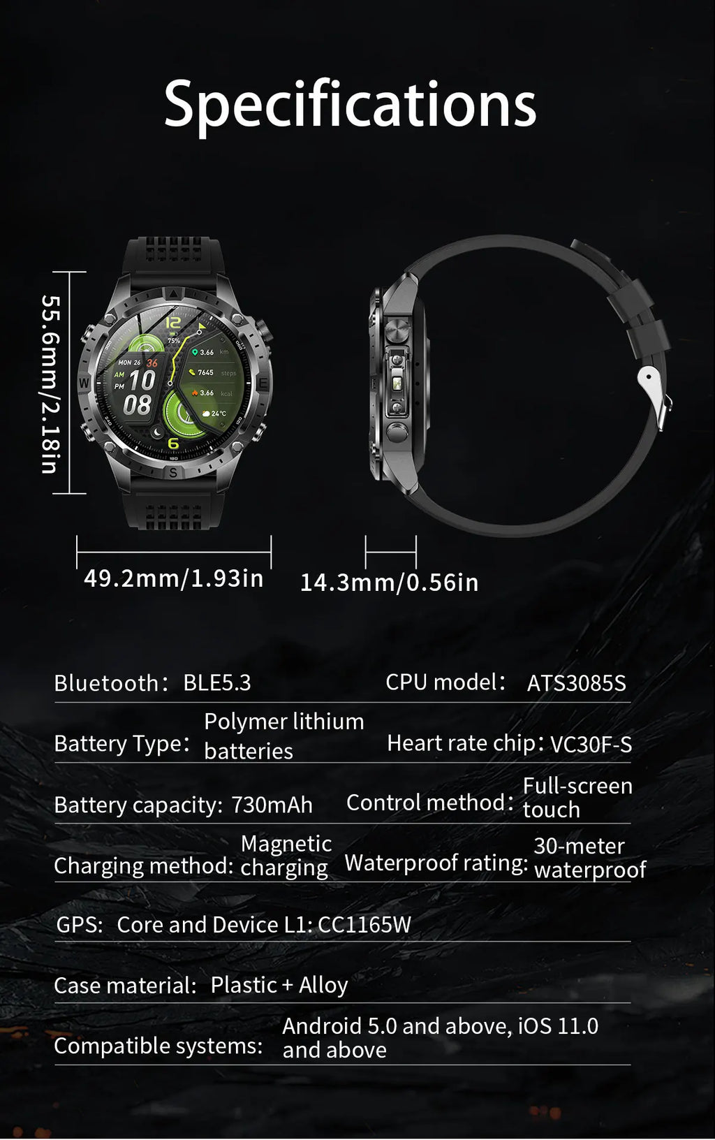 New Offline Map GPS Smart Watch 30meters Swim Waterproof 2GB Memory Bluetooth Call 100+ Sport Fitness Smart Watches For Man 2026