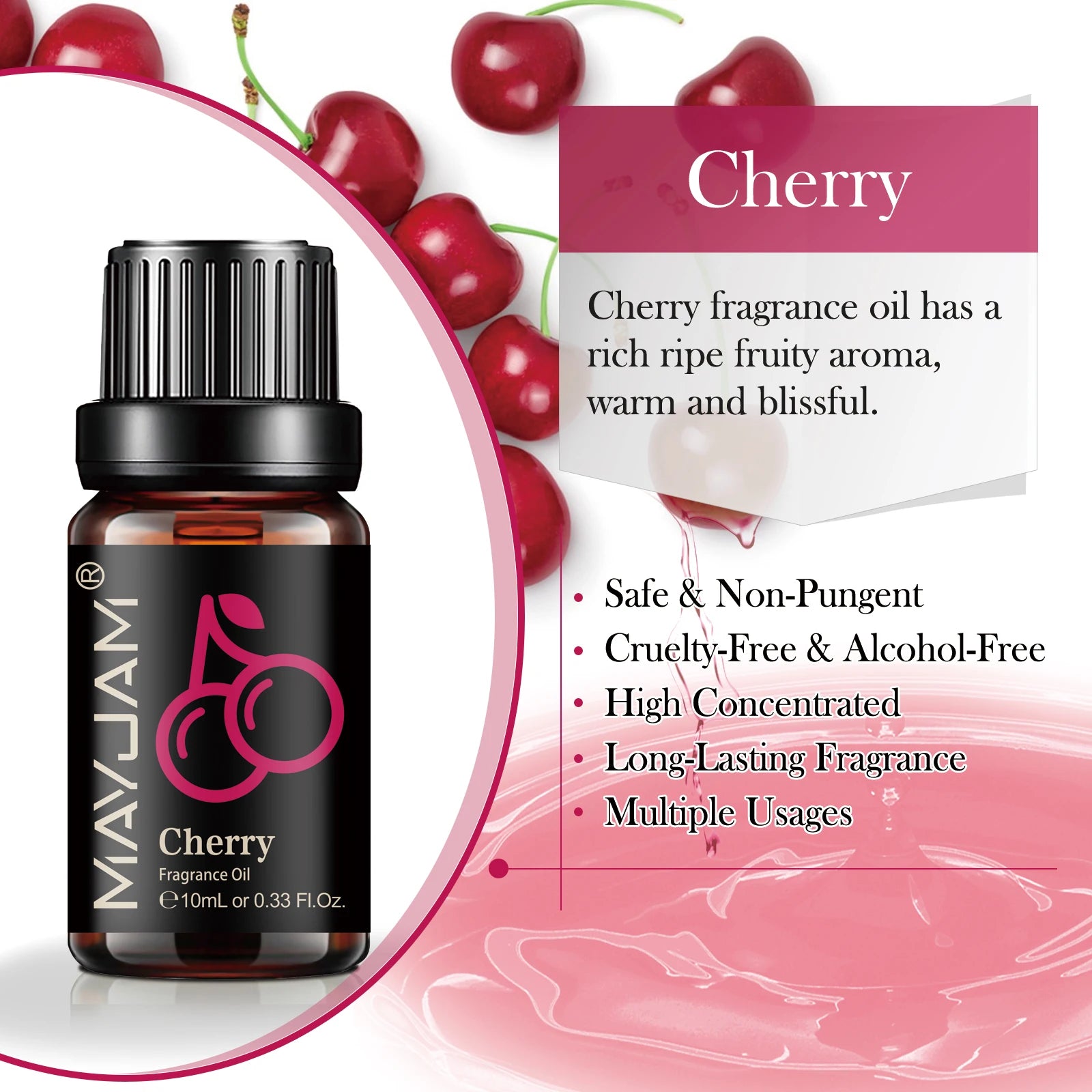 MAYJAM Fruit Essential Oil 10ml Cherry Banana Papaya Grape Litchi Guava Kiwifruit Pear Fig Fragrance Oil for Diffuser Candle