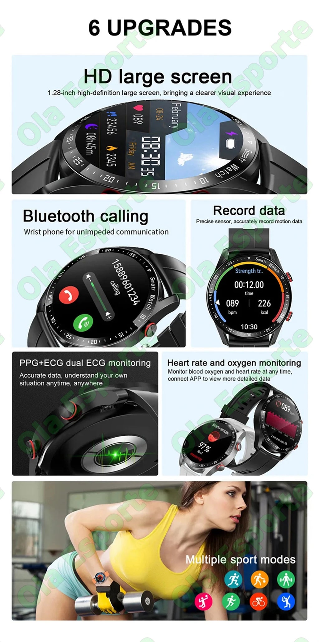 ECG+PPG Bluetooth Call Smart Watch Men Laser Health Blood Pressure Fitnes Sports Watches Man Sports Waterproof Smartwatch+Box