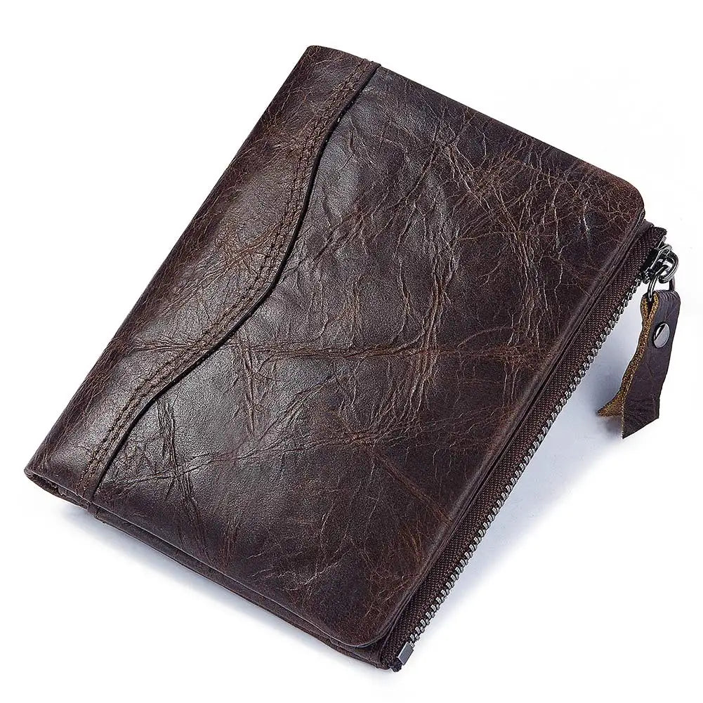 HUMERPAUL Short Wallet for Men Genuine Leather RFID Wallets with Card Holder Bifold Zip Coin Pocket Billetera Hombre Small