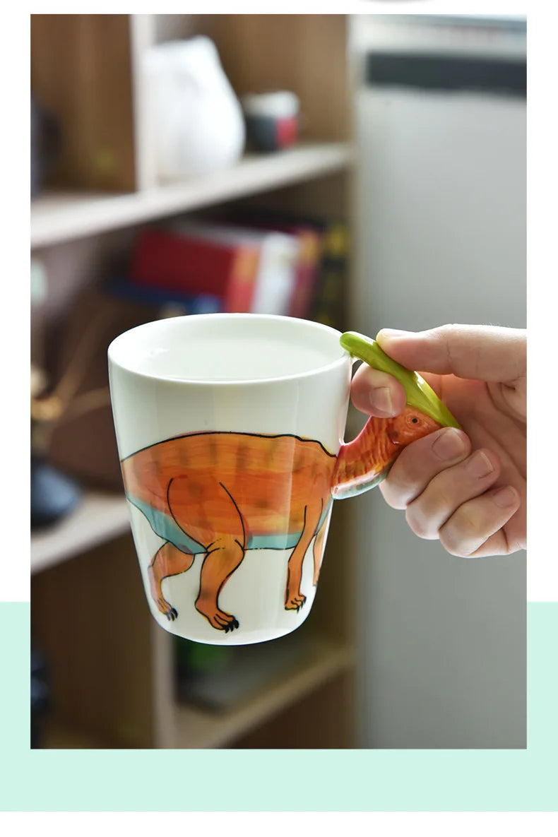 Creative Dinosaur Shaped Water Cup Cute Animal Ceramic Mug Office Water Cup Breakfast Cup Gift Coffee Mug Home Decoration