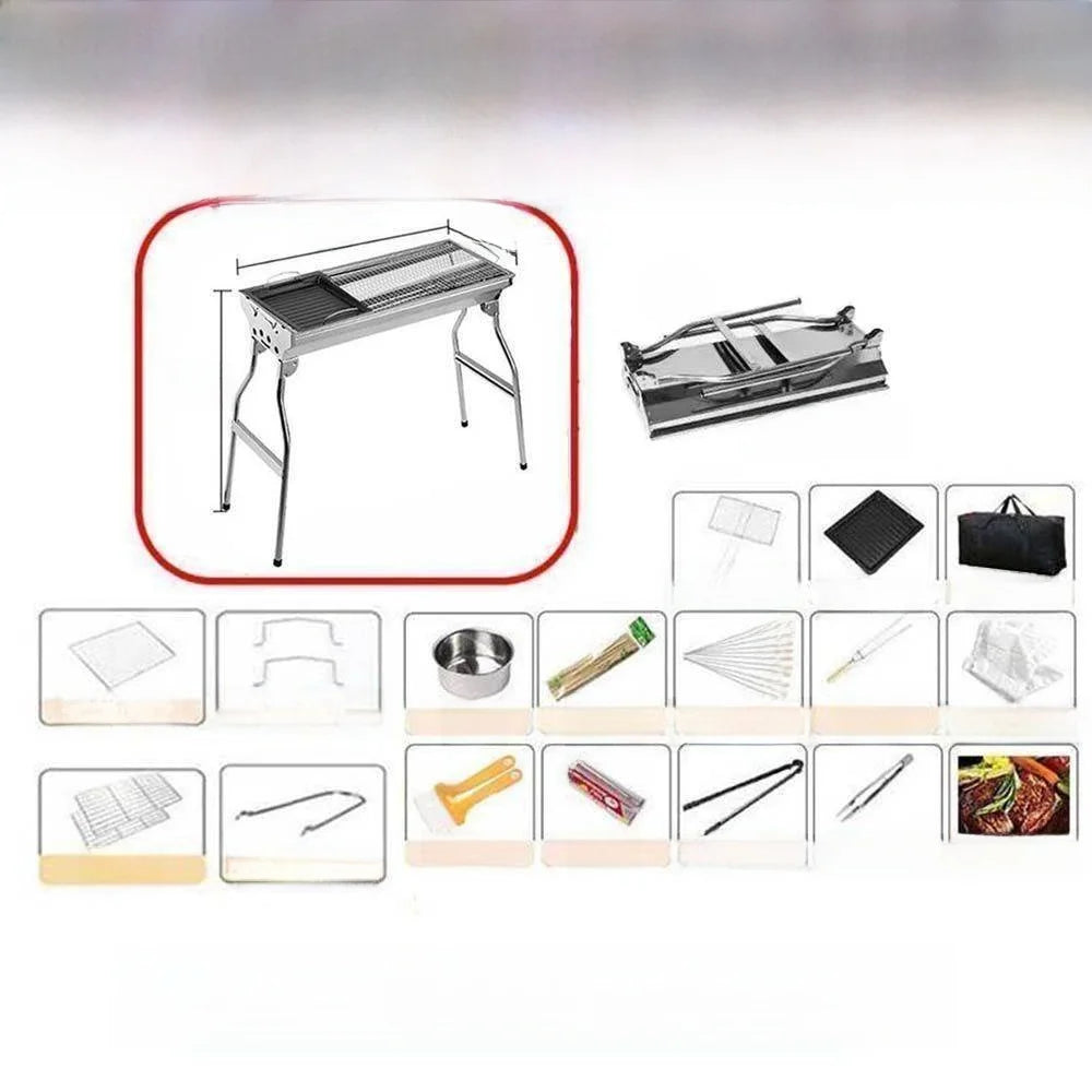 Large Portable Outdoor BBQ Grill Charcoal Grill Cooking Tool for Camping Picnic Garden Home Use Easy to Clean Easy to Carry
