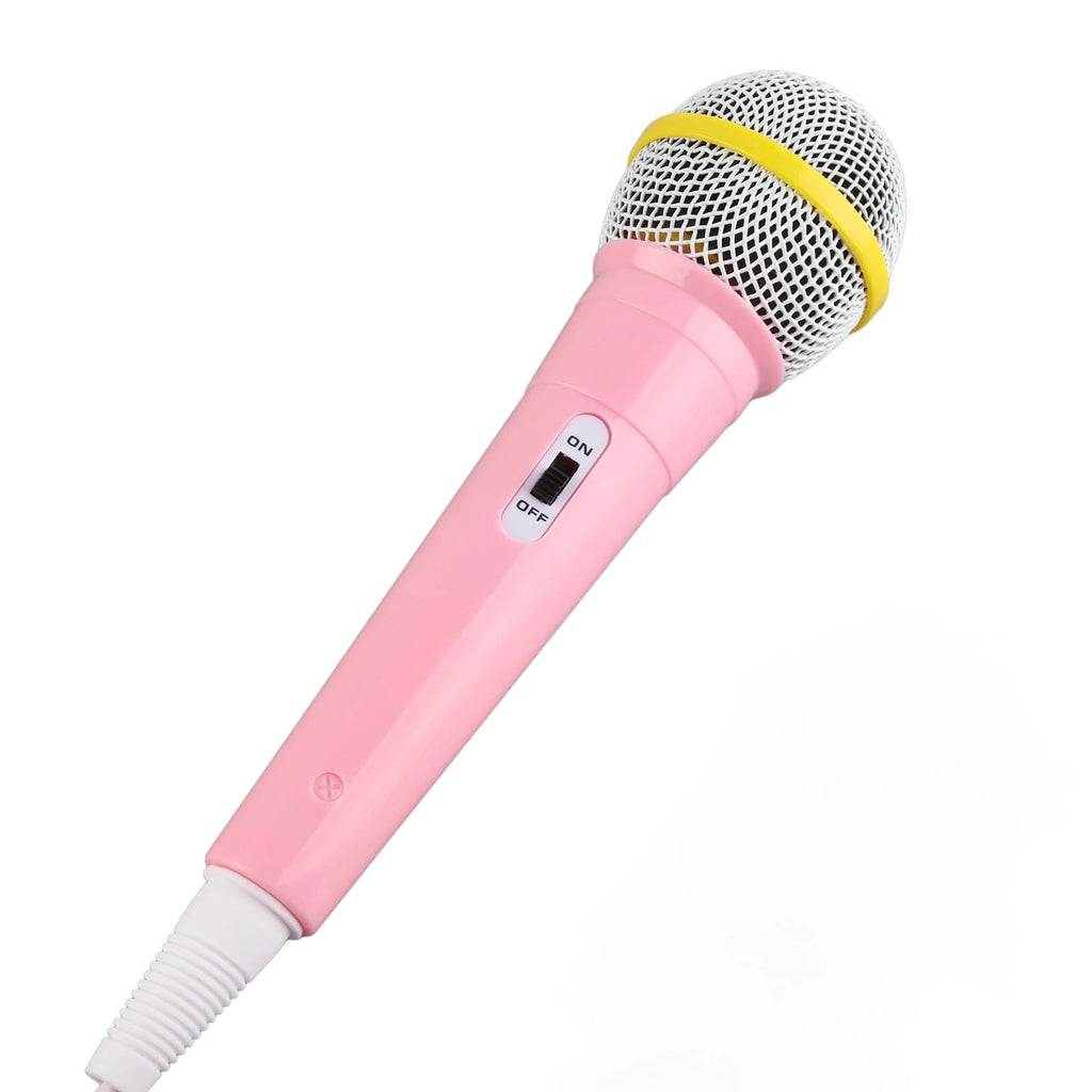 Kids Wired Microphone 3.5mm Plug Plastic Low Distortion Portable Child Singing Mic for Musical Instrument for Family Party