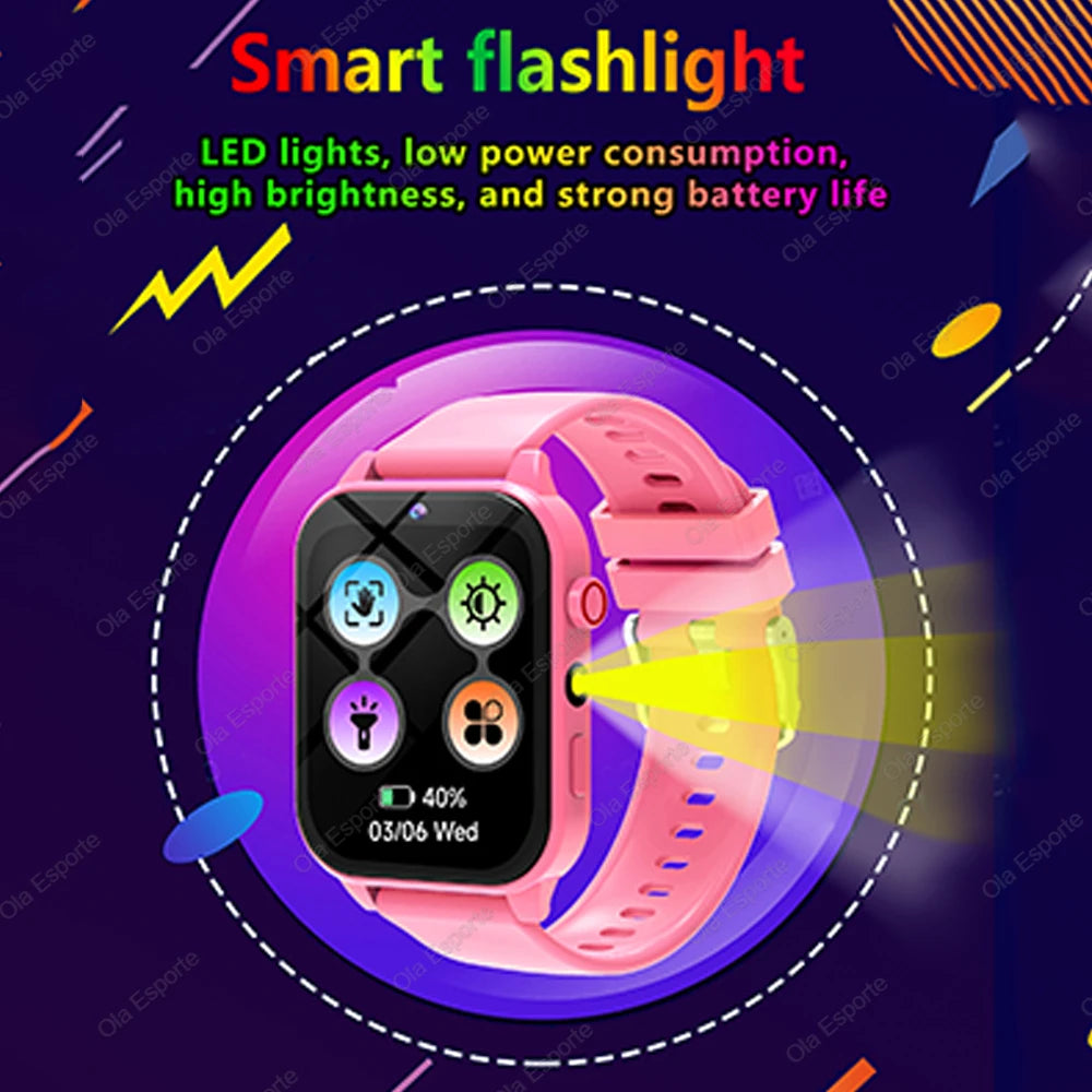 Children Games Smart Watch 2026 New Sleep Monitoring LED Flashlight Alarm Camera Step count Watch Smartwatch For Birthday gift