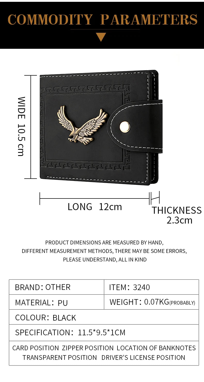 Men's Wallet Men's Short Wallet Youth Fashion Personality Pu Leather Credit Card ID Card Holder Wallet Folding Wallet