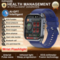 New Accurate Blood Pressure Smart Watch Uric Acid ECG+PPG Blood Oxygen Body Analysis Body Fat LED Flashlight smart watches 2025
