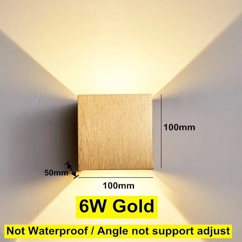 6W 12W Waterproof AC85-265V Surface Mounted LED Wall Light Modern Nordic Luminaire Indoor Wall Lamps Living Room Porch Outdoor