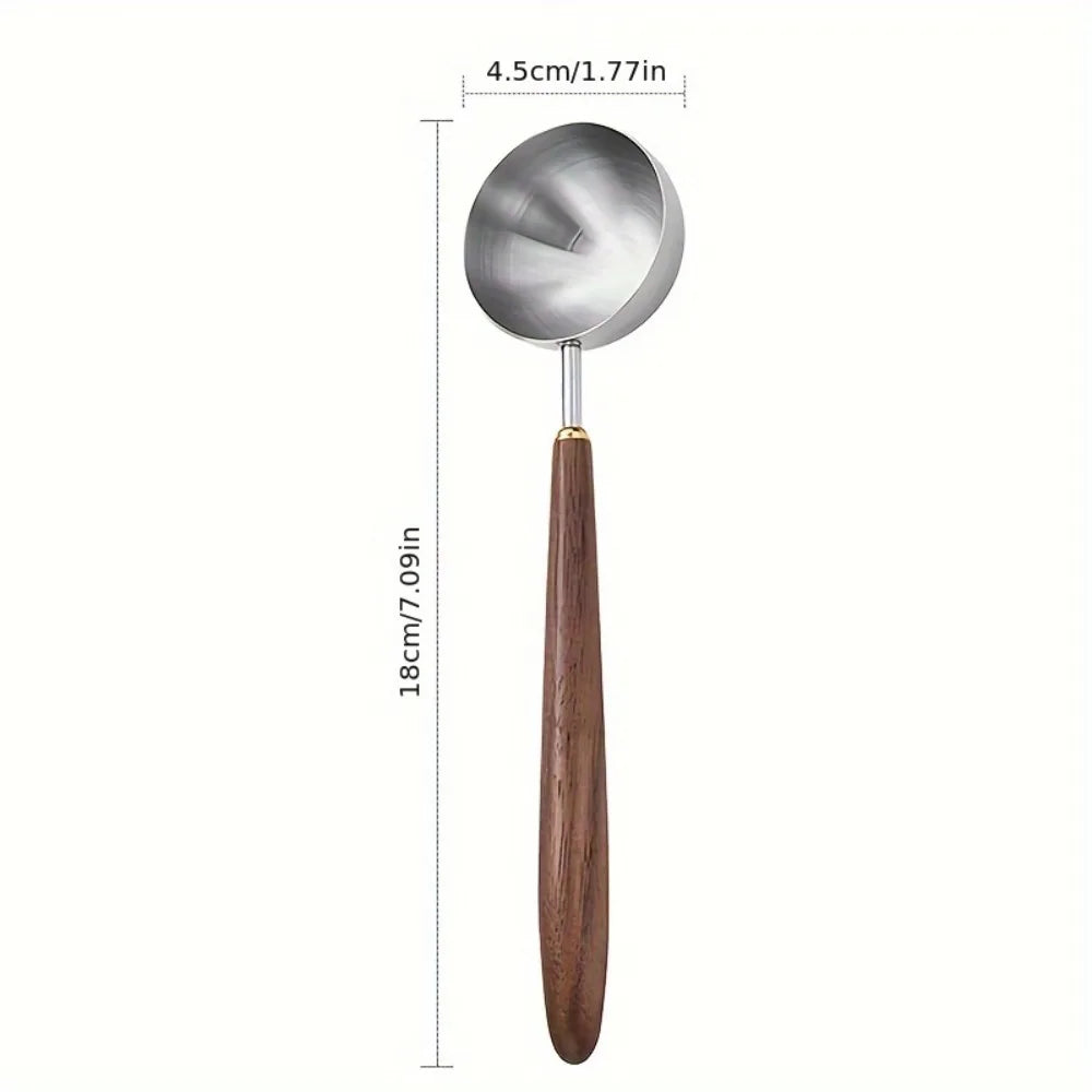 30ml Walnut Wood Coffee Scoop Stainless Steel Long Handle Measuring Spoon for Coffee Tablespoon Kitchen Tool Cafe  Accessories