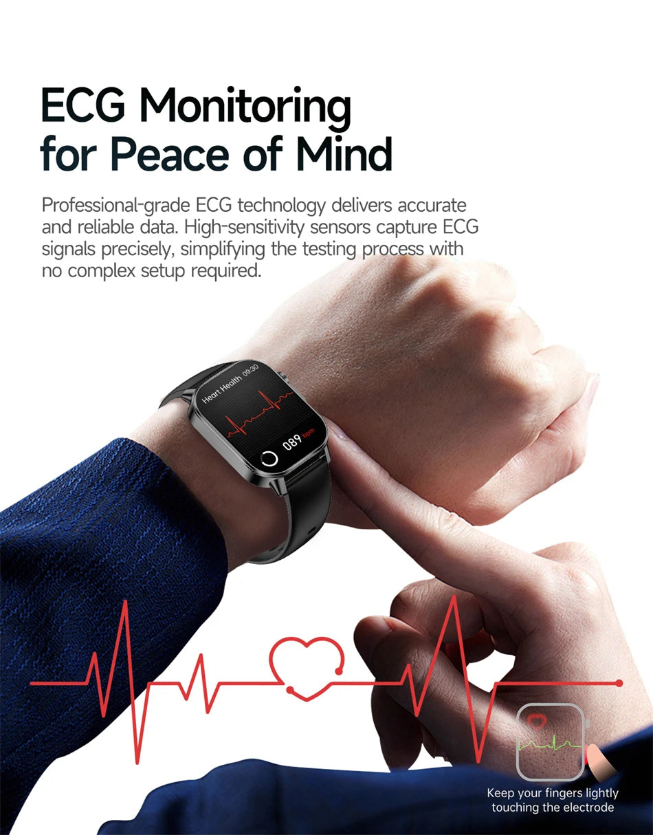 2026 New Model Uric Acid & Lipid Health Analysis Smart Watch Men ECG+PPG Bluetooth Call 2.01-inch Flashlight Smartwatch Women