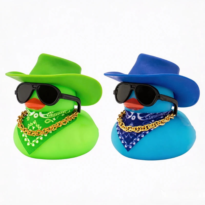 Car Decoration Rubber Cowboy Duck Car Dashboard Decorations Pink Cowboy Hat Rubber Ducks, Duck for Car Ornament Accessories