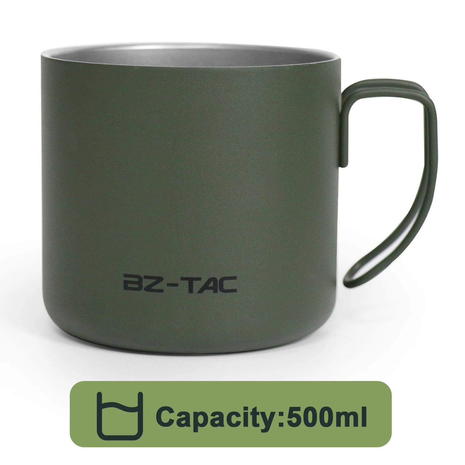 N Double Wall Coffee Mug Stainless Steel Matte Army Green Water Mug Insulated with Handle for Camping Picnic Outdoors 300/450ml
