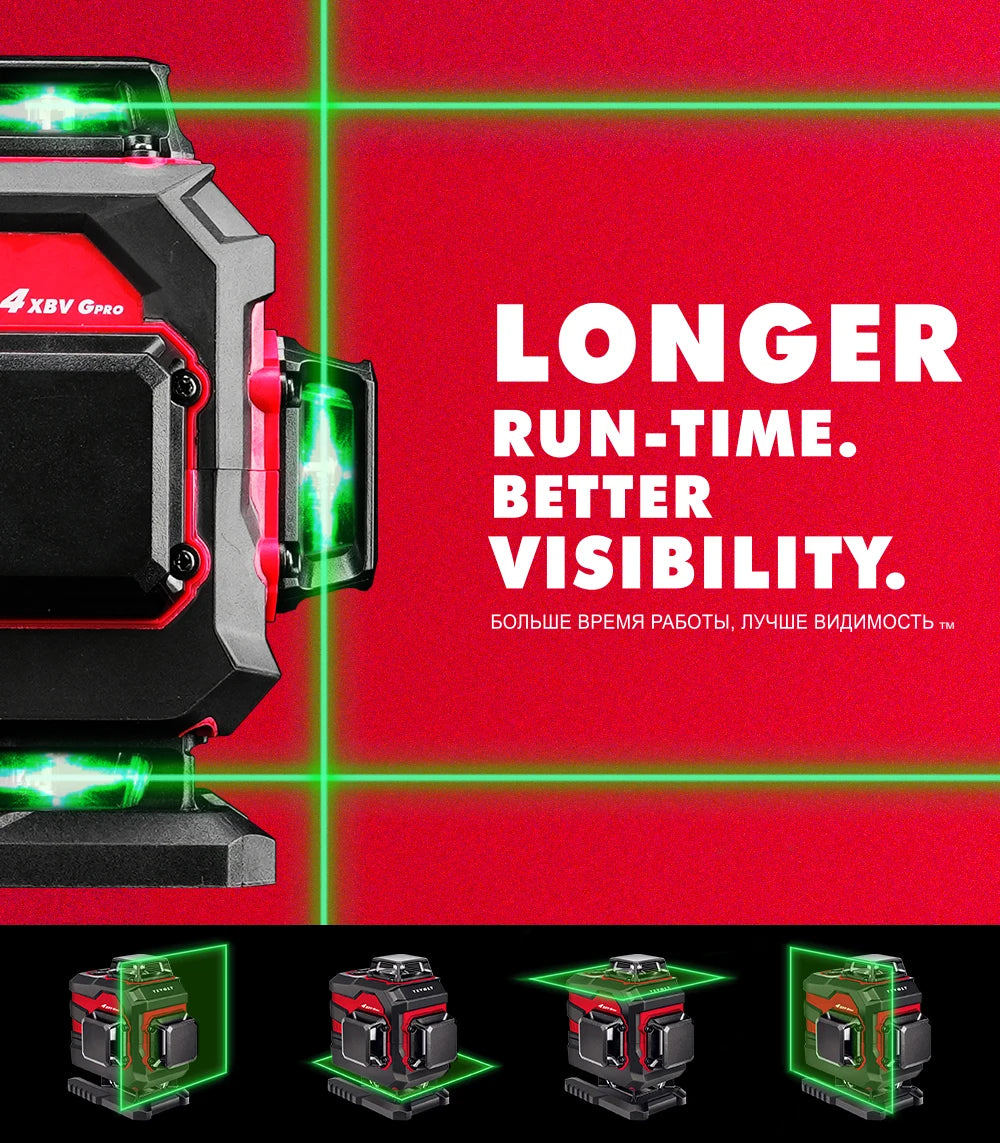 YEVOLT Laser Level Green Beam 12/16 Lines ±4° Self-leveling 3D 360° Horizontal and Vertical Measuring Tools - YVGLL4XS-Series