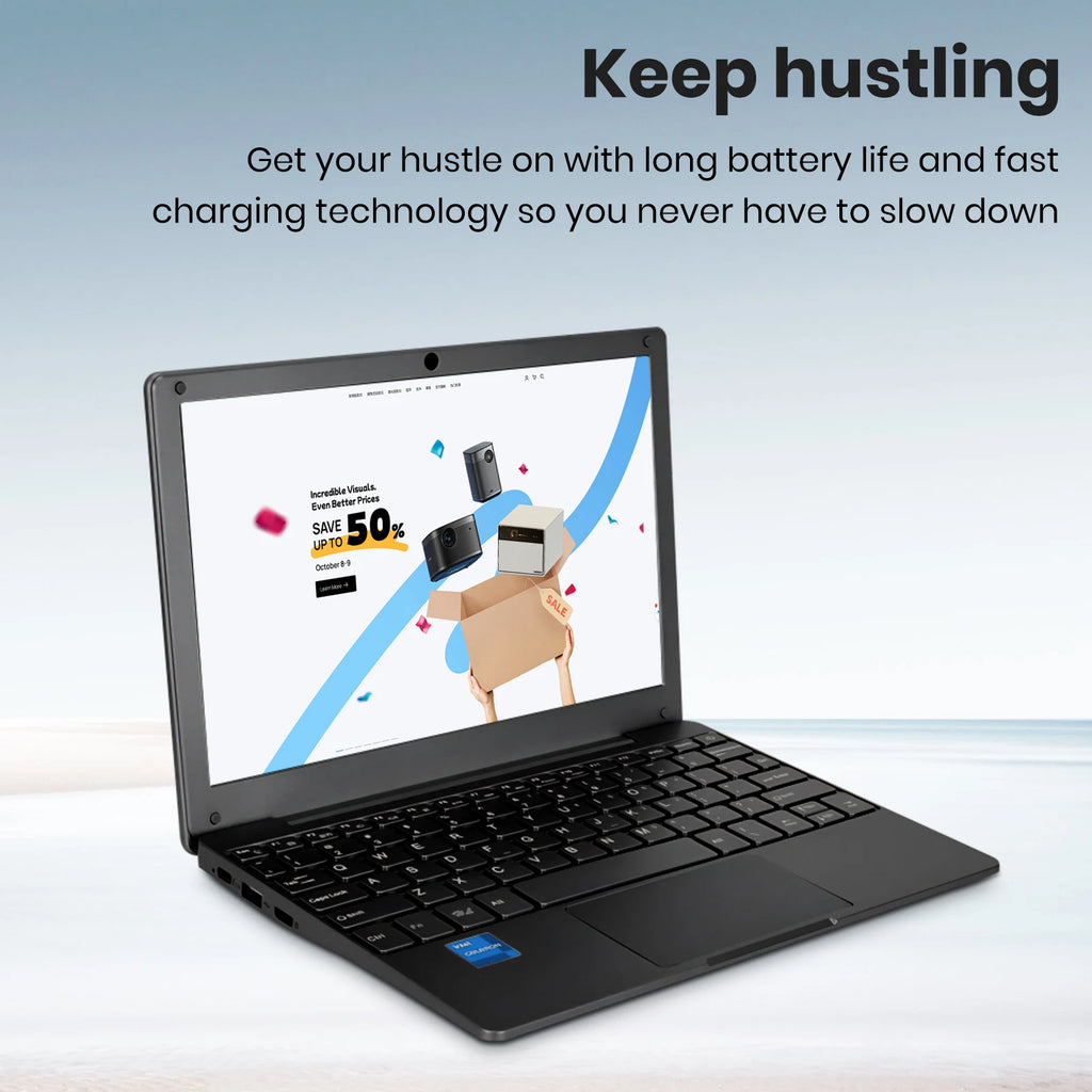 2025 Portable 10.1 Inch Mini Laptop Intel Celeron N4000 8GB RAM 128GB SSD Windows 11 Slim Lightweight Notebook for Student Offic