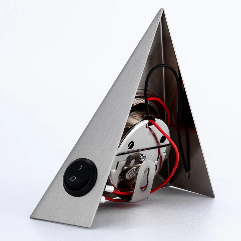 Geometric Stainless Steel Cabinet Light with Switch for Kitchen Wardrobe Bookshelf Lighting Creative Triangle Indoor Wall Lamp