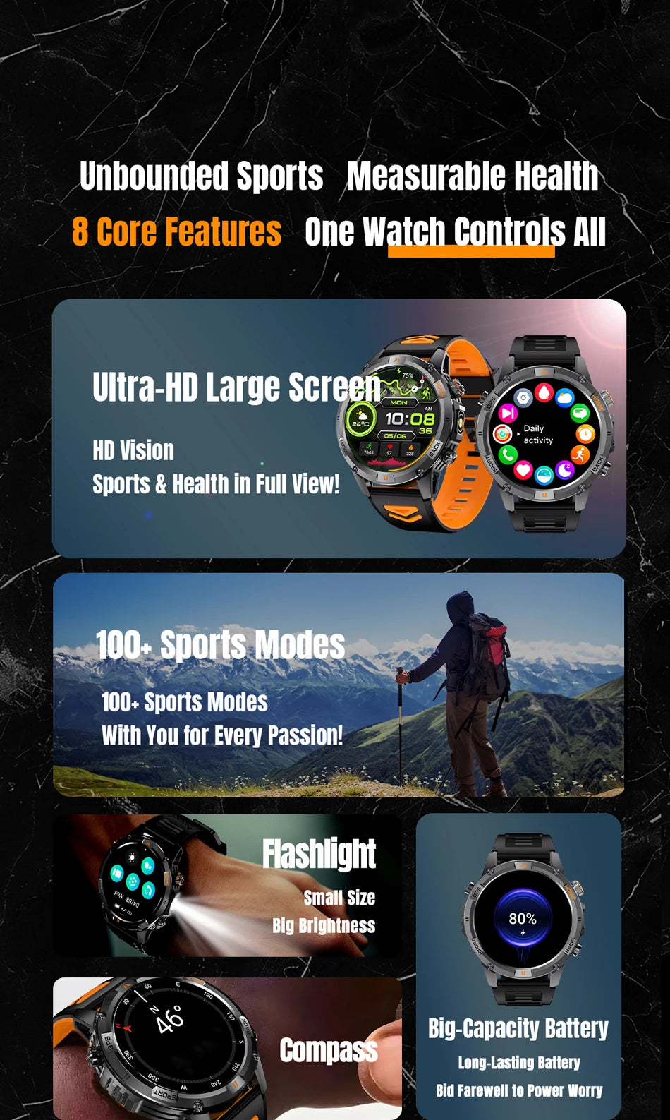 2025 New Professional GPS Sports Smart Watch Outdoor RIDE Run GPS track Swim Watchs Compass 3ATM Sports Bluetooth Call Watch Men