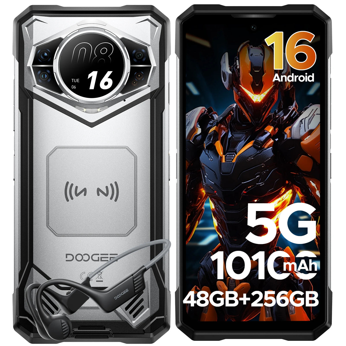 DOOGEE S200 VIP 5G Rugged Phone 1.32" Rear Display 48GB 256GB 6.72" 100MP Camera 10100mAh Battery 33W Android 16 Smartphone