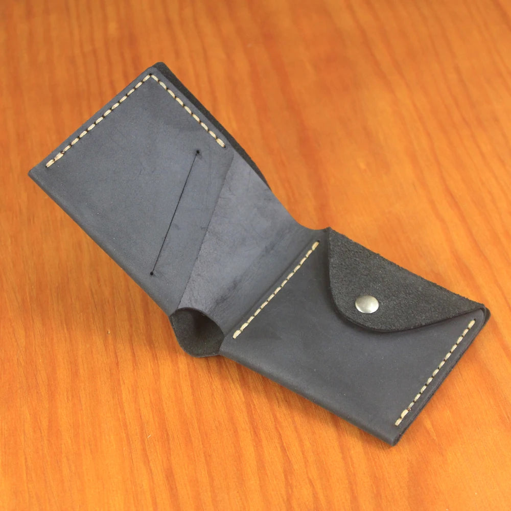 Luxury Handmade Genuine Leather Men Wallet Bifold Purse Male Wallets Short Money Clip Vintage Leather Money Bag with zip pocket