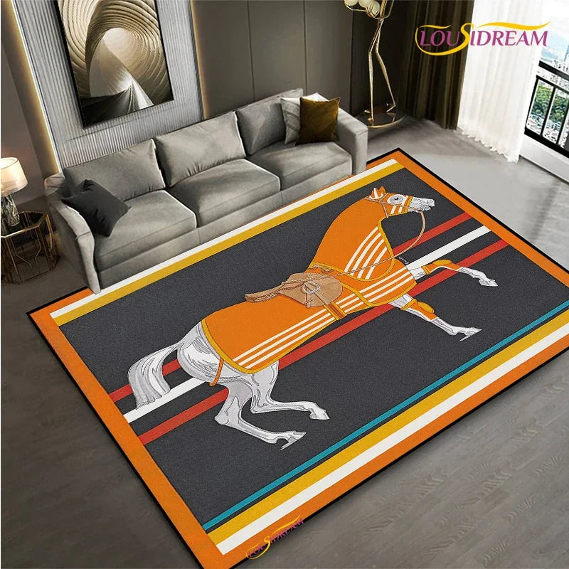 Fashion Ethnic Frame Horse Carpet Living Room bedroom yoga rugs kitchen Door Kids Un-Slip Mats Alfombra birthday gift Poster Mat