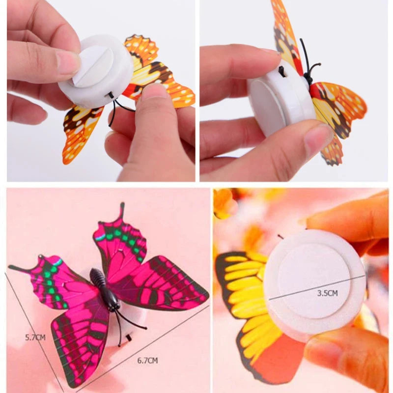 5PCS Hot Butterfly Night Light Creative Funny Colorful Glowing Butterfly Light Stickable Diy LED House Decorative Wall Lights