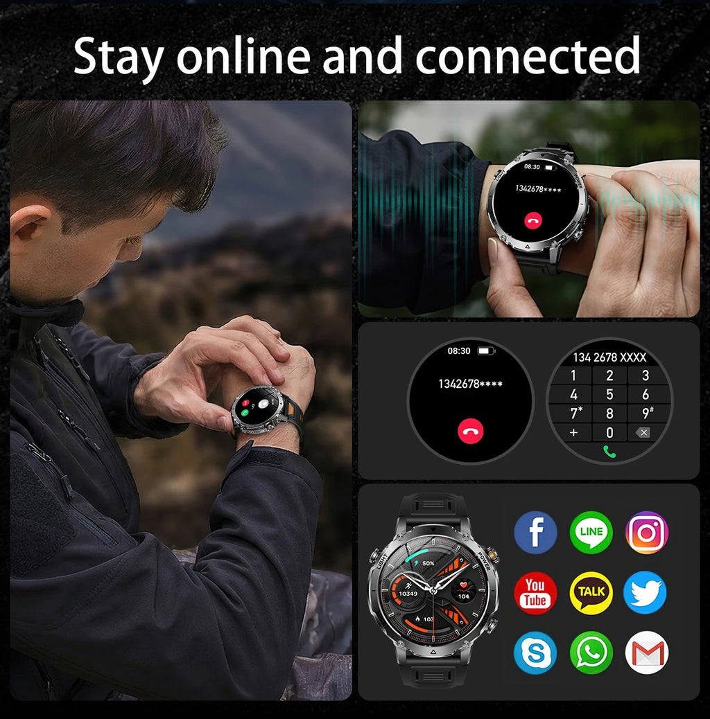 LIGE Men Smart Watch 1400 mAh 1.7 Inch Screen Bluetooth Call Voice Assistant Watch Sport Fitness IP68 Waterproof Smartwatch 2026