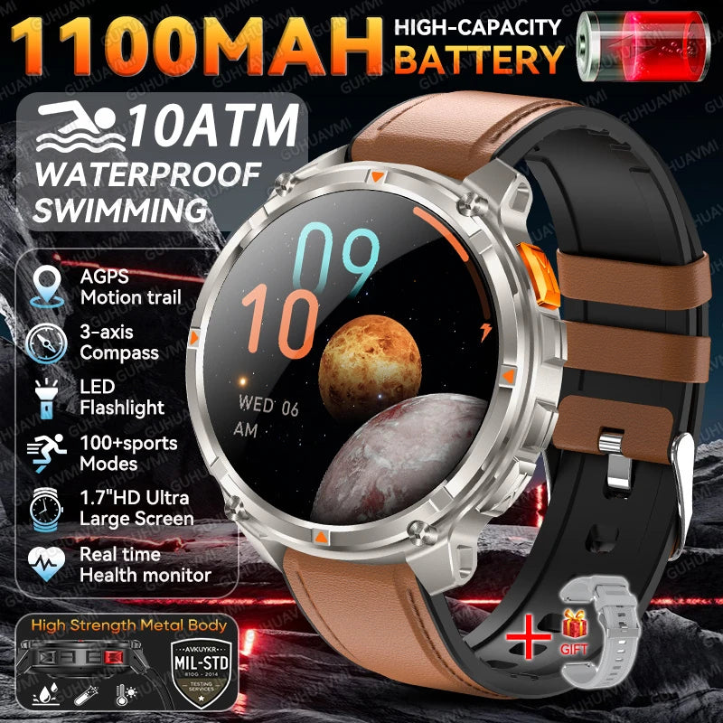 2026 New T-Rex 3 Pro Smart Watch 1100mAh Long Battery Dual-Band GPS 10ATM Waterproof Military Grade Sports Outdoor Smartwatches