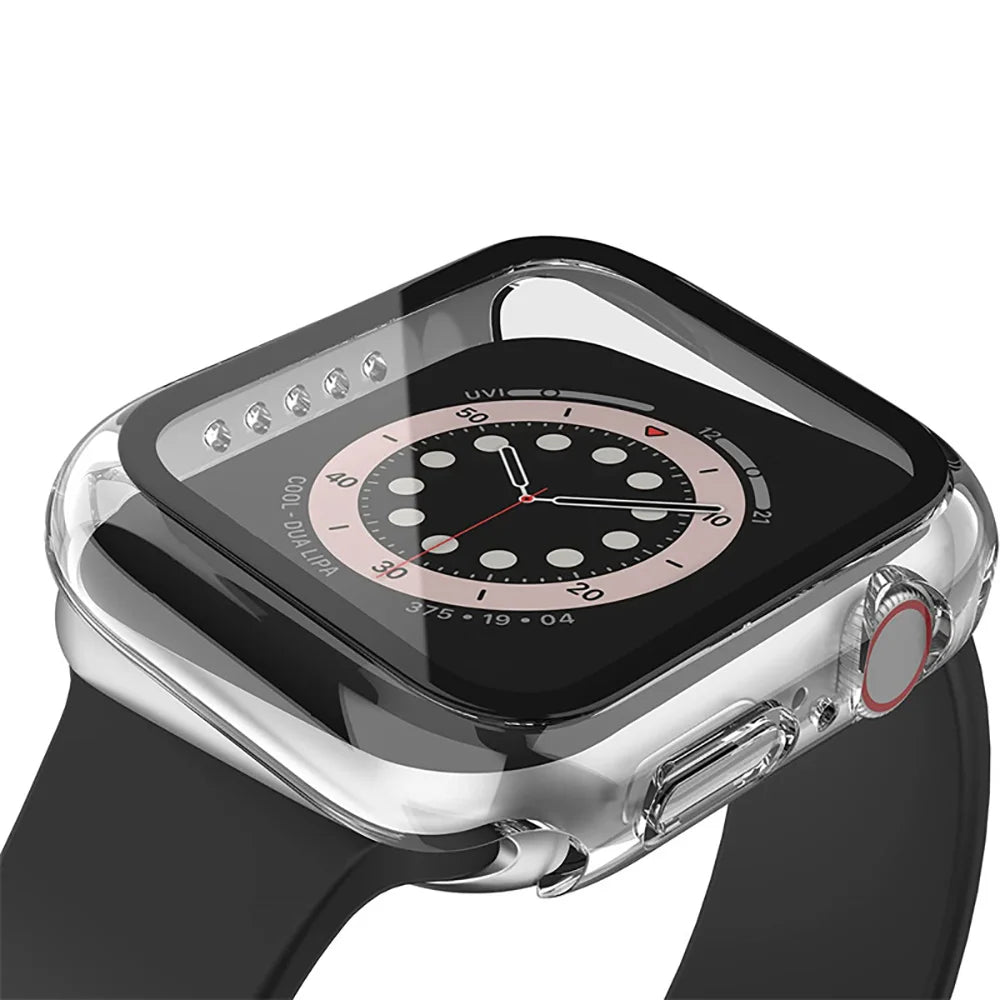 Tempered Glass+Case For Apple Watch 38mm 40mm 41mm 42mm 44mm 45mm 46mm Screen Protector Protective Cover iWatch 10 8 7 9 6 SE 5