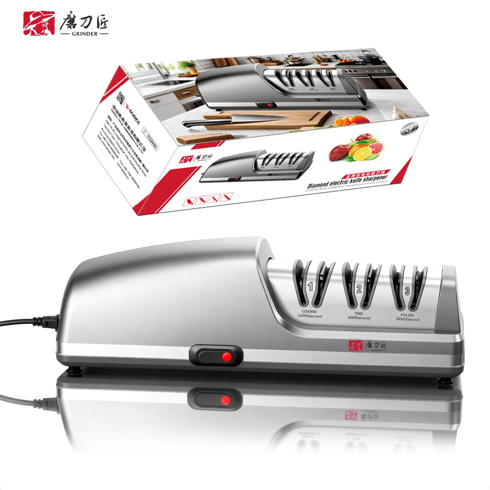 TAIDEA TG2403 Electric Knife Sharpener, 3-Stage Professional Sharpening System for Kitchen Chef and Home Use Knives