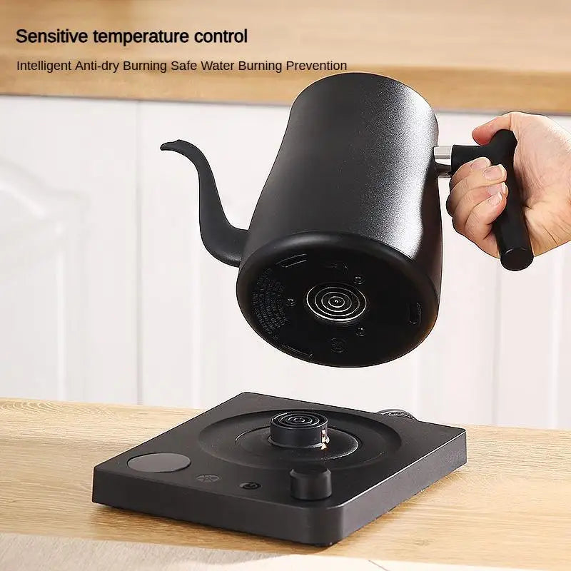 1000ML Stainless Steel Gooseneck Electric Kettle with Digital Temperature Control for Precise Brewing of Coffee and Tea
