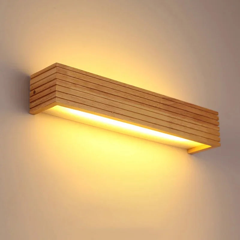 Wood LED Wall Lamp Bedroom Modern Wall Light Bedside Sconces Indoor Lighting Home Decor for Living Room Study Room Stairs