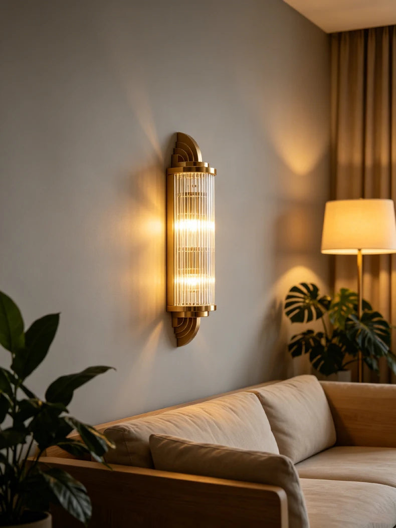 Art Decor Wall Light Clear Glass Gold Metal Creative Sconce Lamp For Living Room Hotel Indoor Bedroom E14 Bulb