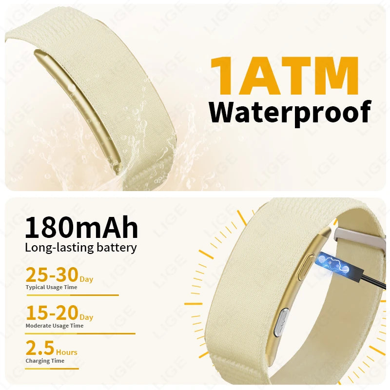 LIGE ECG+PPG Smart Bracelet Men Women Uric Acid Body Fat Body Temperature BP Five Organ Health Smartwatch Sports Fitness Band