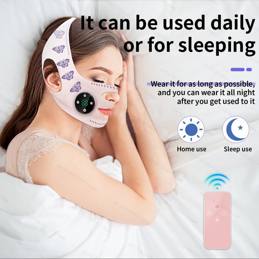 EMS V-Shaped Face Machine Double Chin Reducer, Electric Facial Massager Face Lifting Device with 5 Modes 19 Intensity Levels
