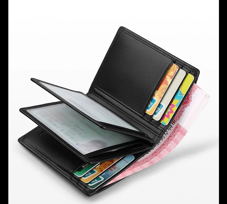 Genuine leather men's wallet, fashionable short style card holder, multifunctional coin purse