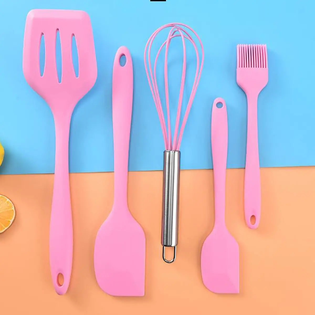5 Pieces Cooking Utensils Silicone Baking Set Cooking Utensils Rubber Kitchen Utensils Baking Cooking Mixing Tools