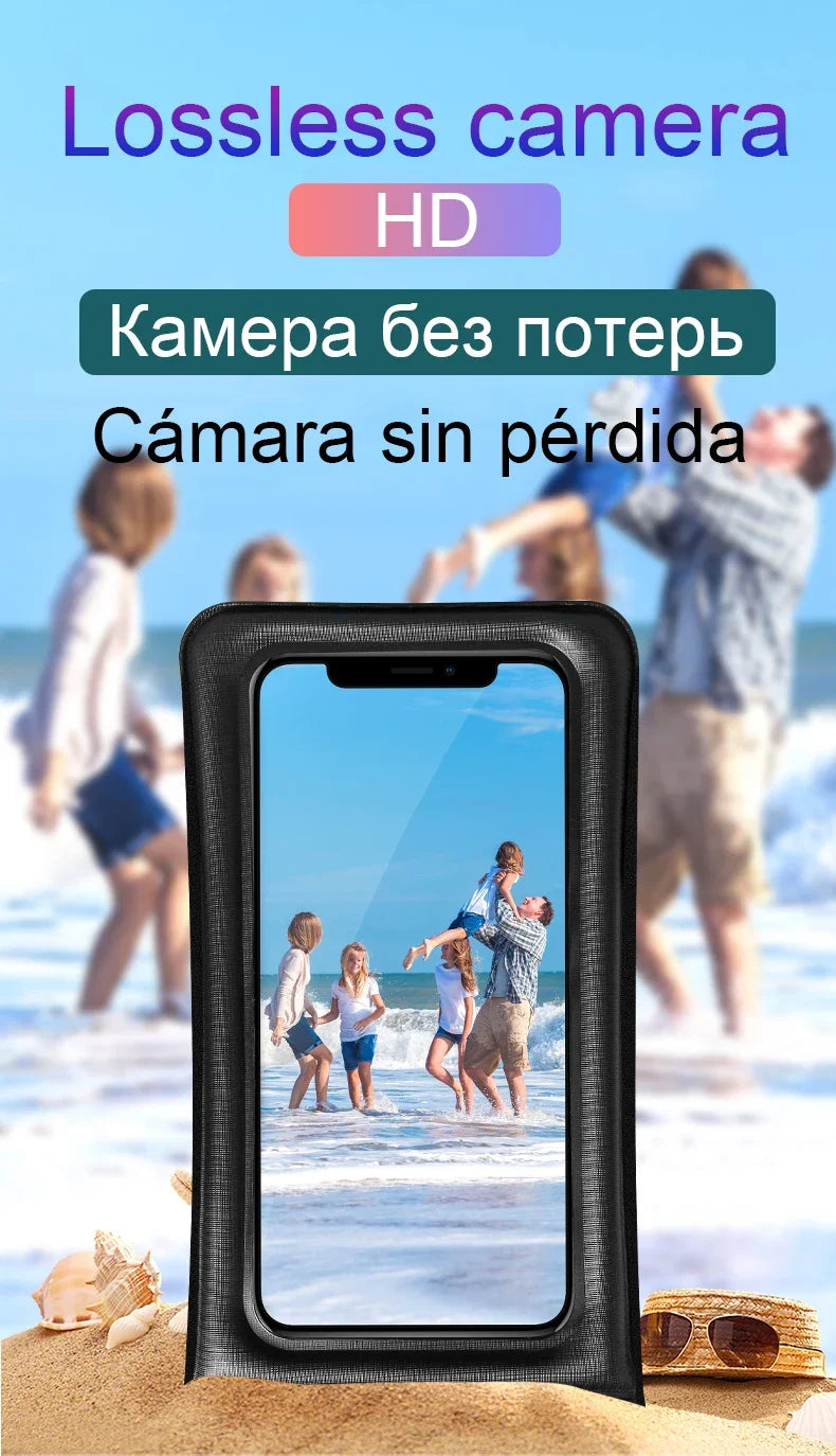 PVC Transparent Waterproof Phone Pouch Luminous Touchscreen Dry Bag with Seal Lock for Swimming Diving Hot Spring Rafting