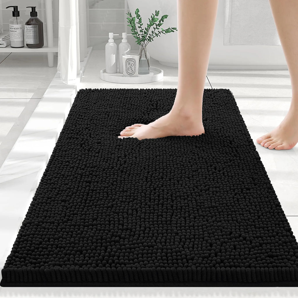 Olanly Chenille Bath Mat Fashion Non-Slips Soft Fluffy Bath Mats For Bathroom Super Absorbent Floor Mats Washable Bathroom Mat