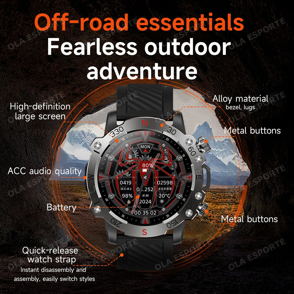 GPS Smart Watch 5ATM Waterproof Built-in Dual-band GNSS GPS Motion trajectory Military Sport Smartwatch Men 2025 New For Android