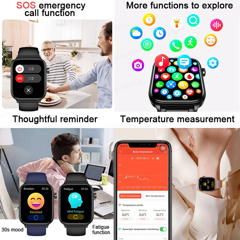 2026 New ECG+PPG Health Smartwatch Men Blood Fat Uric Acid Heart Rate Blood Pressure Bluetooth Call Waterproof Smart Watch Women