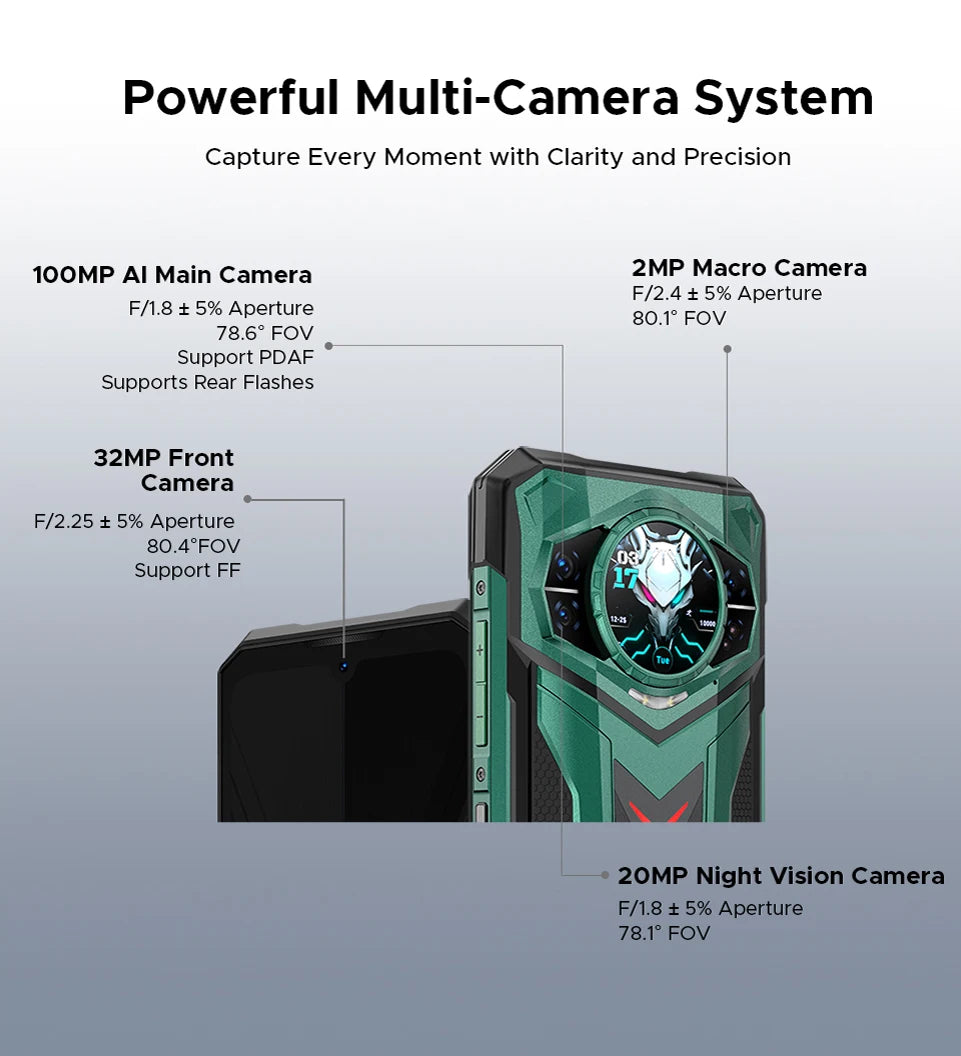 DOOGEE S200 Ultra 5G Rugged Phone 48GB+1TB Dimensity 7400 11000mAh Battery 66W 6.72” FHD+120Hz Breathing Light NFC Smartphone