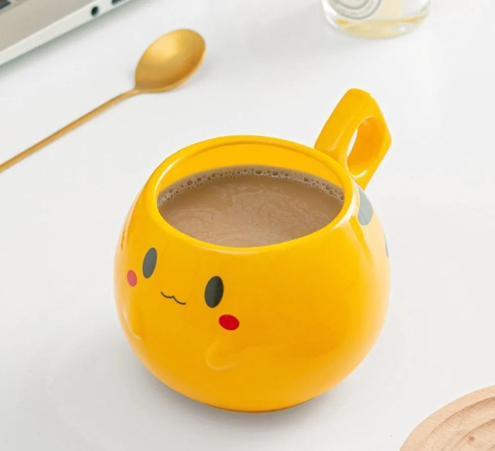 SHUNXIANG 300ml Pokémon Spherical Mug Ceramic Pikachu Cup with Lid Creative and Cute Pattern Cup Gift Desktop Decorative Cup