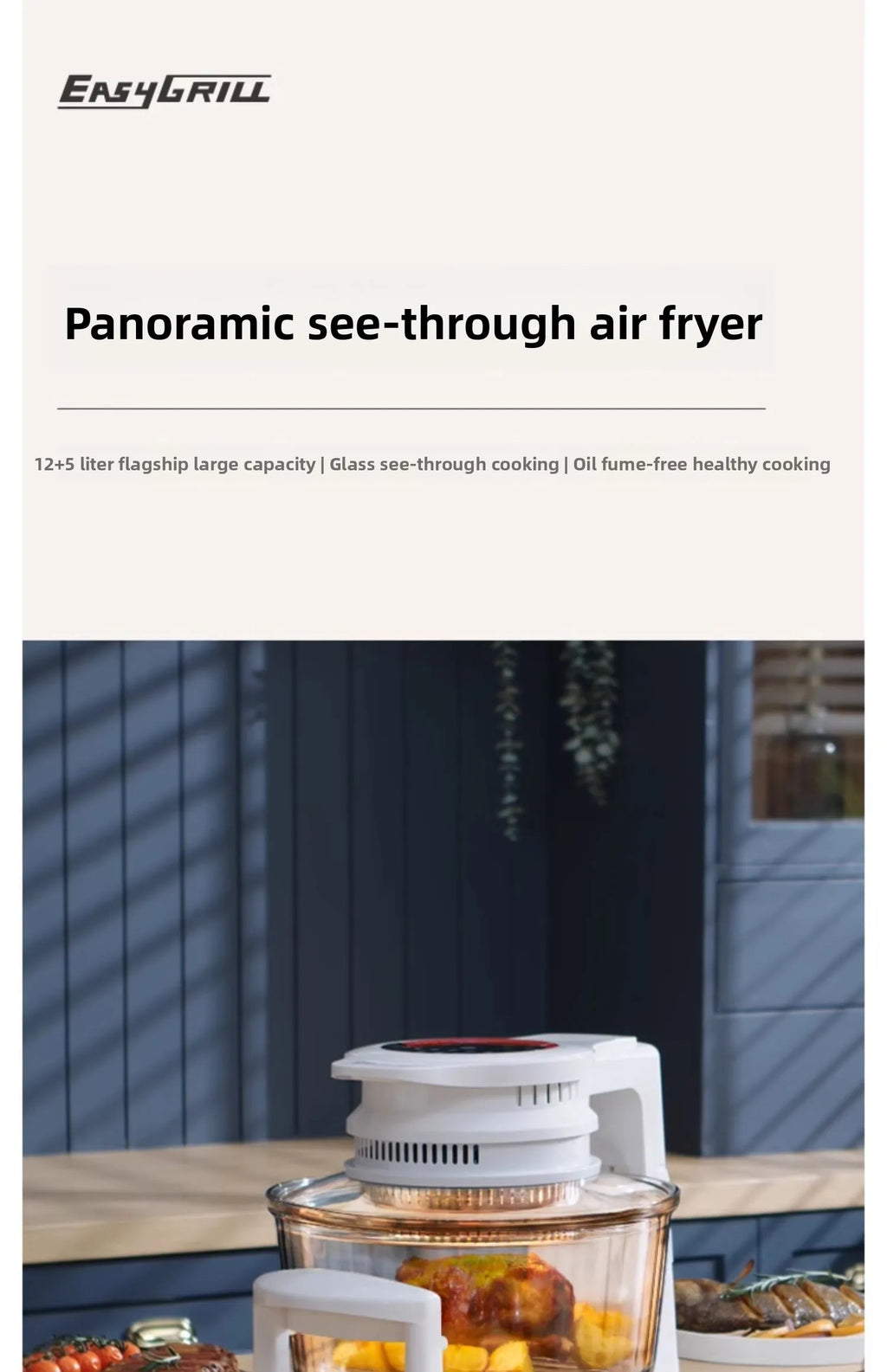 Visual Air Fryer New Household 17L Large Capacity Multi-Functional Glass Electric Fryer French Fries Machine